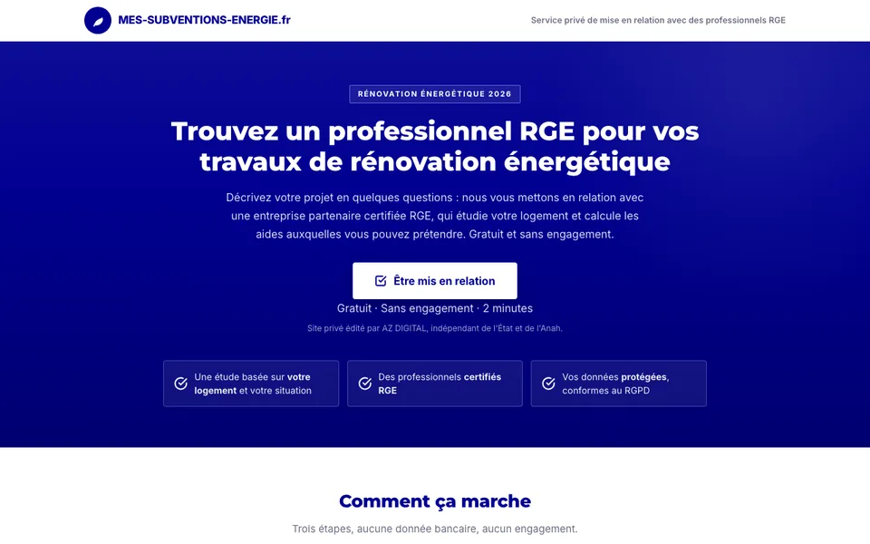 Site de mise en relation rénovation énergétique