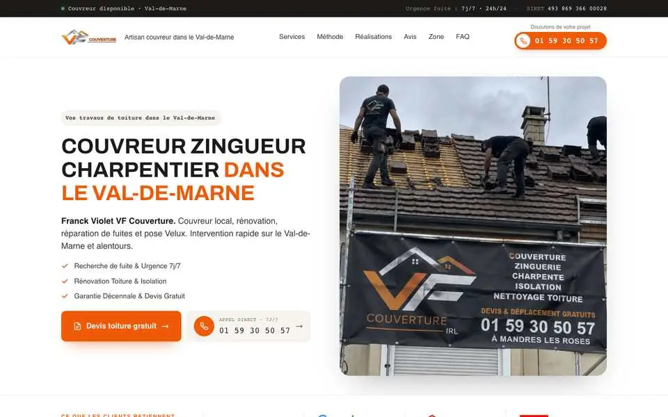 Page couvreur VF Couverture dans le Val-de-Marne